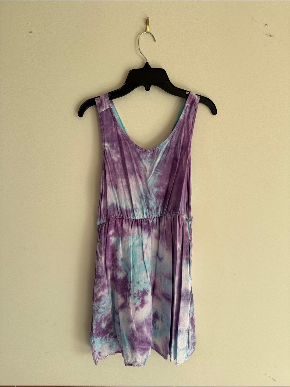 Tie-Dye Purple & Aqua Sleeveless Summer Dress Girls Size L (14)